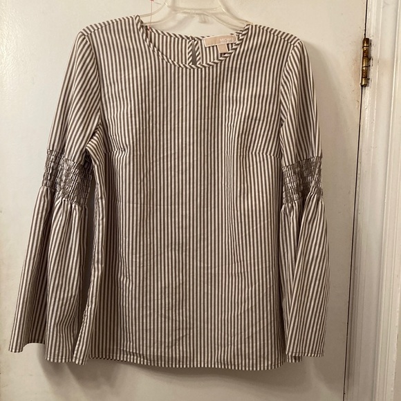 MICHAEL Michael Kors green & white striped blouse - Picture 4 of 12